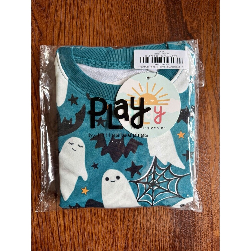NEW Little Sleepies Frightful friends Crewneck Ghost Spider Bat Sweatshirt siz 8